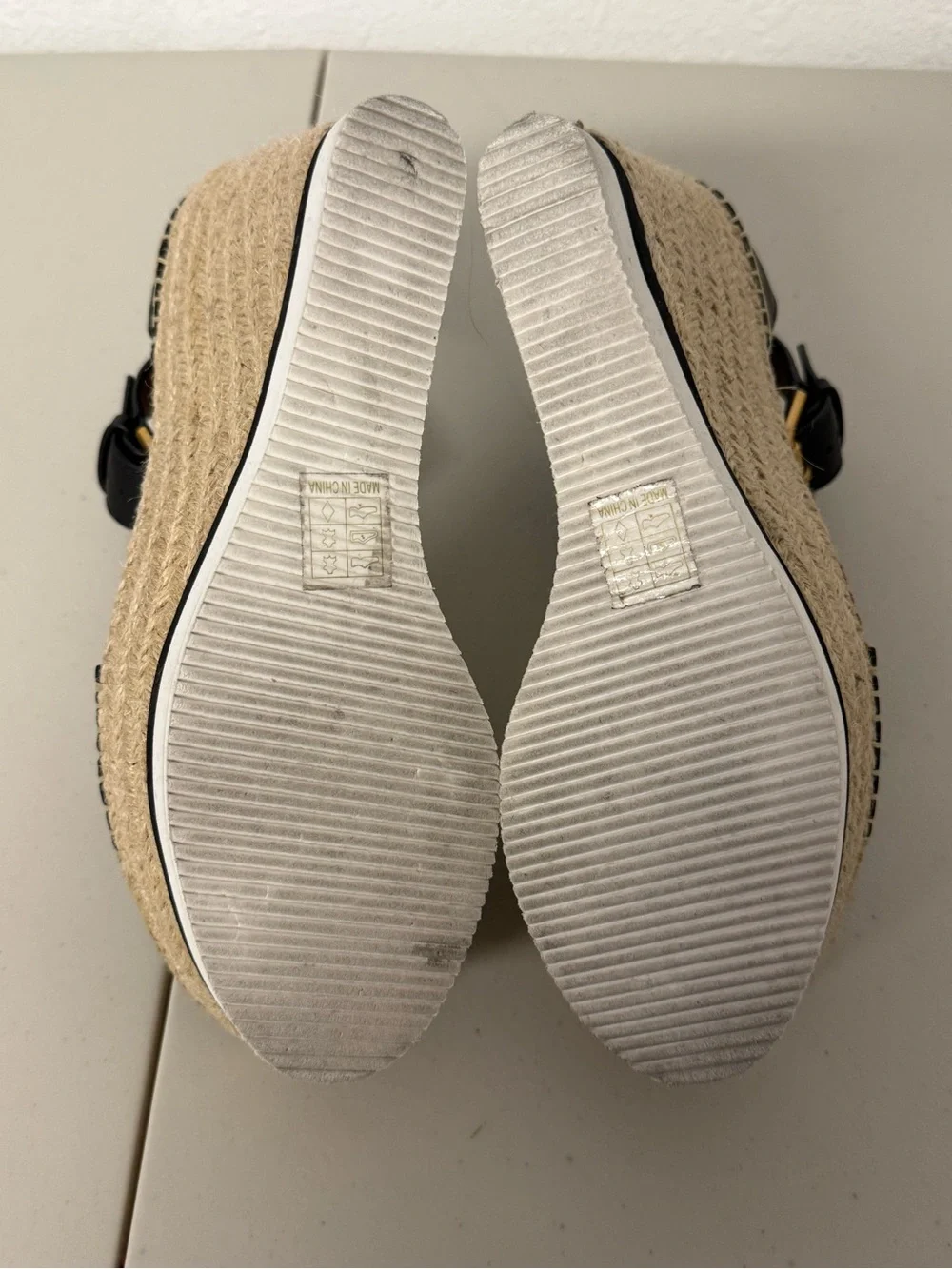 See By Chloé Glyn Black Leather Espadrille Wedge Sandals Size 8 / 38